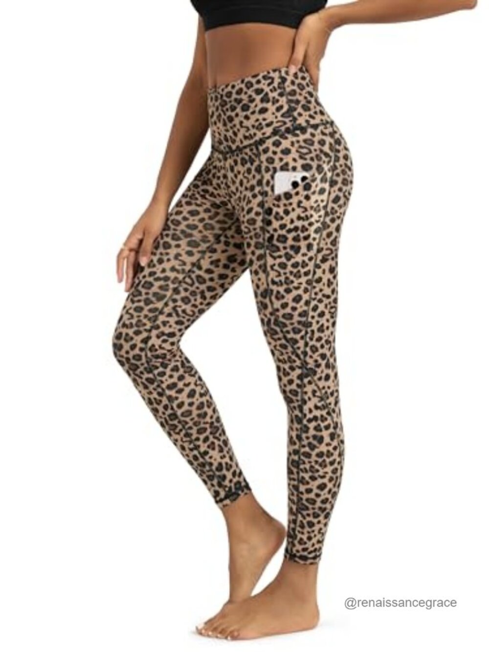 High Waisted Yoga Leggings with Pockets Tummy Control 7/8 Workout Pants